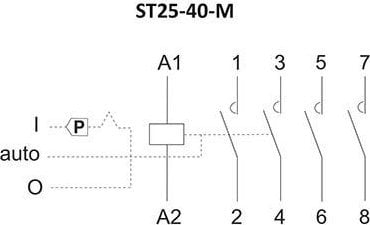 Kontaktor modular F&amp;F ST25-40-M, 25A, 230V AC, me kontroll manual