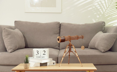 Set modeli druri ROKR Monocular Telescope, 3D DIY, distancë shikimi 150 m, ngjyrë druri