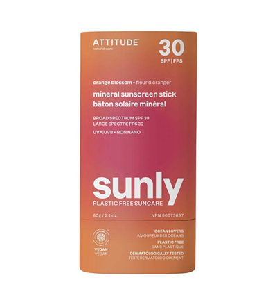 Krem mbrojtës ndaj diellit Attitude Mineral Sunscreen Stick Orange Blossom SPF 30 Sunly, 60 g