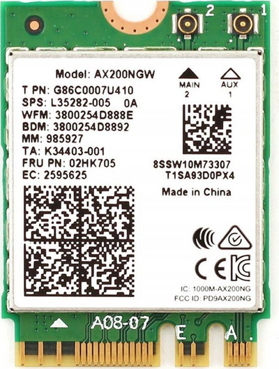 Adapter rrjeti Intel Wi-Fi 6 AX200, M.2 2230, Bluetooth 5.0, 802.11ax