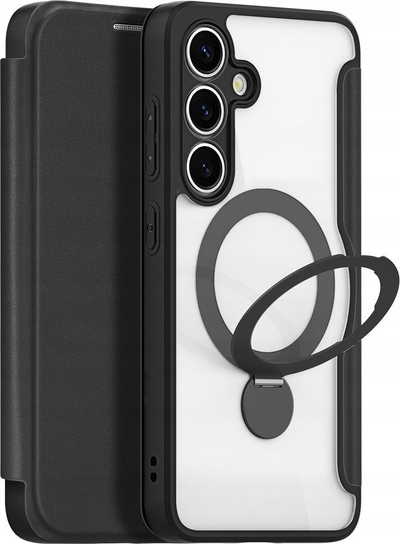 Futrollë-portofol DUX DUCIS për Samsung Galaxy S25 Ultra, S25, S25 Plus, S25 Edge, me xhepa për kartela, me MagSafe, e zezë