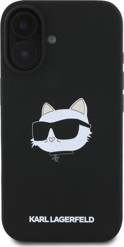 Mbulesë telefoni Karl Lagerfeld Choupette Head, silikon, për iPhone 16 Pro, e zezë