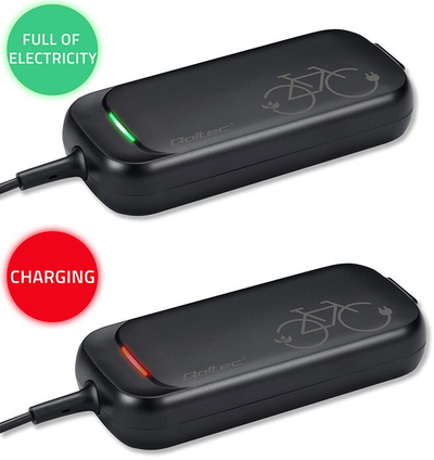 Karikues për biçikletë elektrike Qoltec, Bosch 36V, 42V 2A, i zi