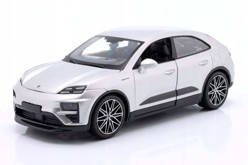 Maket veture Porsche Macan 4 Electric, shkalla 1:24, metal, argjendt