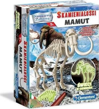 Set edukativ Clementoni Scientific Fun Fossils Mammoth 50859, skelet fosforeshent, për gërmime arkeologjike