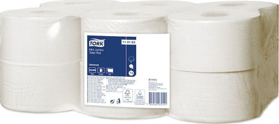 Туалетна хартија Tork 110163 Mini Jumbo Advanced, 1 слој, систем T2 Mini Jumbo, бела