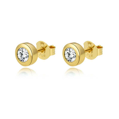Vathë argjendi të pozhuara me ar Beneto AGUP2259-W-GOLD, me zirkon të pastër, diametër 0.6 cm, ngjyrë ari