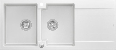 Lavaman kuzhine Quadron GraniteQ EVAN 121, 2 vaska, 1160x500mm, snow white me pjesë çeliku