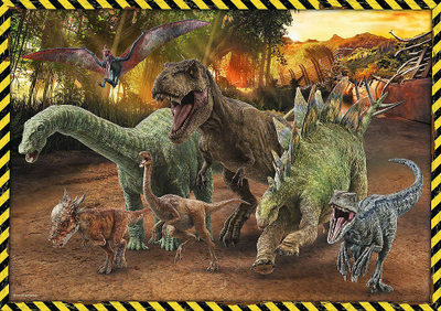 Puzzle Trefl Dinosaurs from Jurassic Park, 200 copë, 48 x 34 cm, shumëngjyrësh
