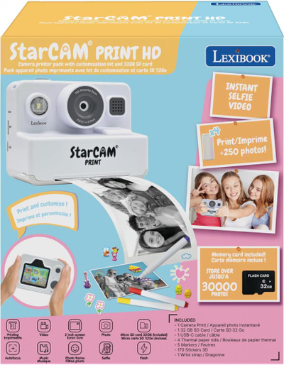 Kamerë digjitale për fëmijë Lexibook Instant Starcam, 1.3MP, 32GB, blu