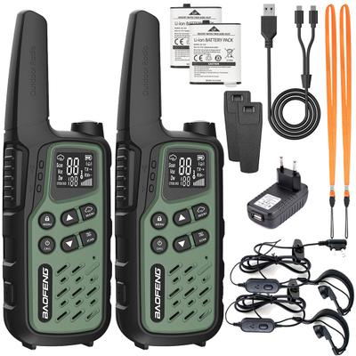 Walkie talkie Baofeng BF-25E PMR, set 2 copë, 16 kanale, i zi