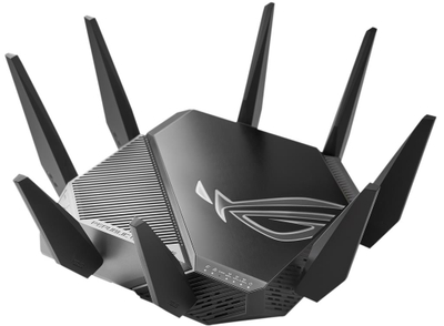 Router WiFi ASUS ROG Rapture GT-AXE11000, tri bandë, WiFi 6E, i zi