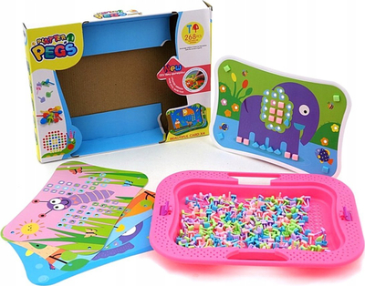 Lojë krijuese Adar Platter Pegs 534476, 268 copa, me rruza ngjitëse, rozë