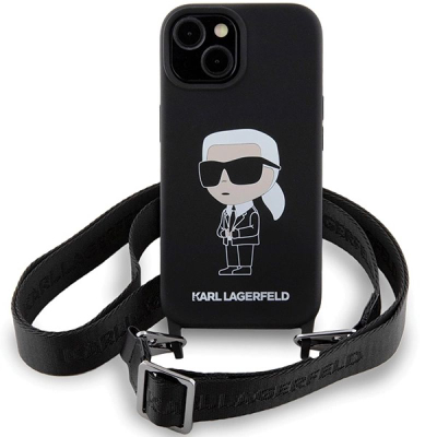 Këllëf telefoni Karl Lagerfeld KLHCP15SSCBSKNK, për iPhone 15 6.1", silikon i fortë, i zi