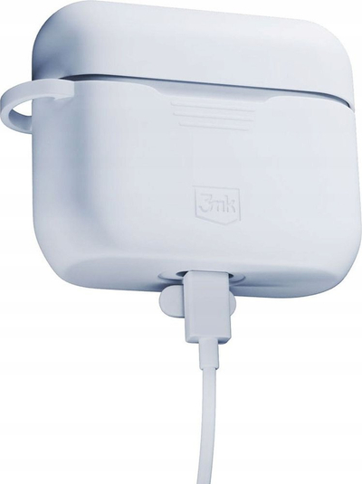 Kuti silikoni mbrojtëse për Apple AirPods Pro, me kapak, me karabinier, e bardhë
