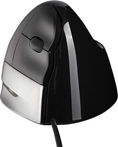 Maus BakkerElkhuizen Evoluent, me kabllo, USB, i zi dhe i argjendtë