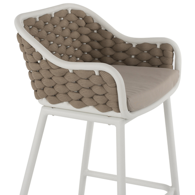 Stool bar alumini HM5862.02, 50x51x103cm, litar sintetik, i bardhë me bezhë