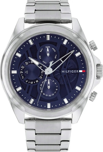 Ora dore Tommy Hilfiger Jax, për meshkuj, navy dhe argjendi
