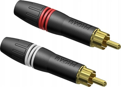 Adapter AV Procab PCR2M/BG, konektor RCA mashkull, palë, kontakë të artë, i zi