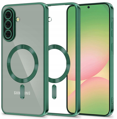 Куќиште за телефон Tech-Protect MagFlex за Samsung Galaxy A56 5G, со MagSafe, проѕирен заден дел, зелен Jungle