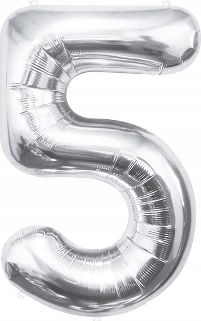Balon metalik Godan numri 5 BC HSR5, 85 cm, ngjyrë argjendi