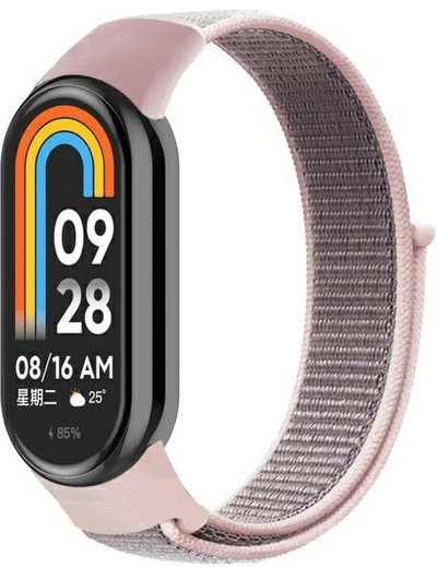 Rrip dore Beline NylonLoop për Xiaomi Mi Band 9 dhe 8, najlon, i rozë