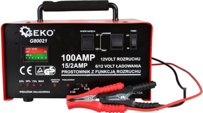 Полнач за батерија Геко GEKO, 100A, 6/12V, црн