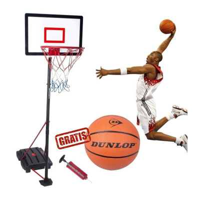 Set basketbolli Dunlop Adjustable 3in1, lartësi 1.65 - 2.05 m, i zi me të kuqe