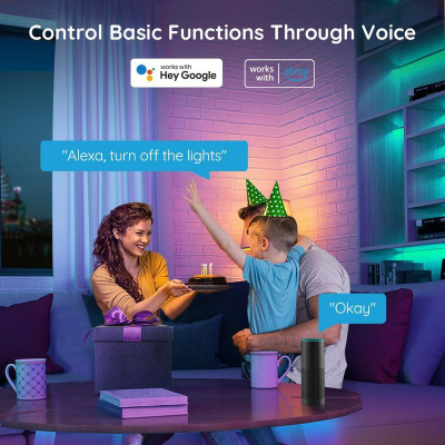 Shirit LED Govee RGB Smart WiFi Bluetooth, 10m, me muzikë, shumëngjyrësh