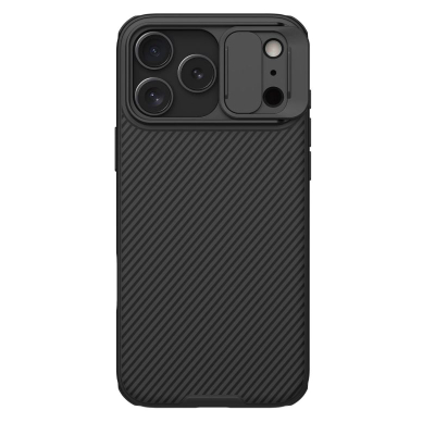 Kllaf telefoni Nillkin CamShield Pro për iPhone 17 Pro Max, me kapak për kamerën, ngjyrë e zezë