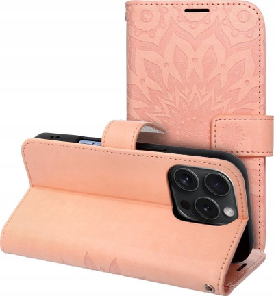 Këllëf portofol OEM MEZZO Mandala Peach Fuzz për iPhone 16 Pro, me magnet, rozë