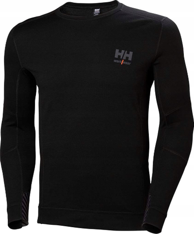Bluzë termike Helly Hansen Workwear Lifa Merino Crew Neck, me mëngë t’gjata, për burra, e zezë