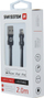 Kabllo Swissten Fabric USB Lightning MFi, 2m, 3A, gri