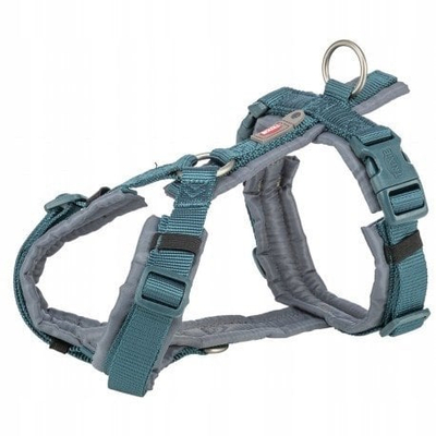 Set qafore dhe zinxhir për qen Trixie Premium Trekking, 36 44 cm, 1.5 cm, blu petrol gri grafit