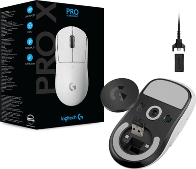 Maus Logitech G Pro X Superlight, i bardhë + mauspad Logitech G640 SE 10th Anniversary