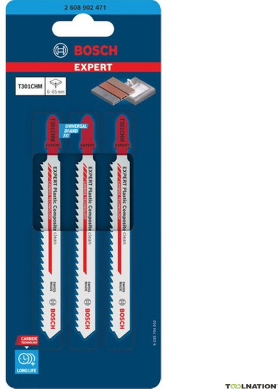 Set sharra dekupimi Bosch EXPERT T 301 CHM, 3 copë, për plastikë dhe kompozita