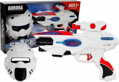 Set lodrash Lean Sport Space Laser Gun, pistoletë me drita dhe tinguj, maskë hapësinore, e bardhë gri