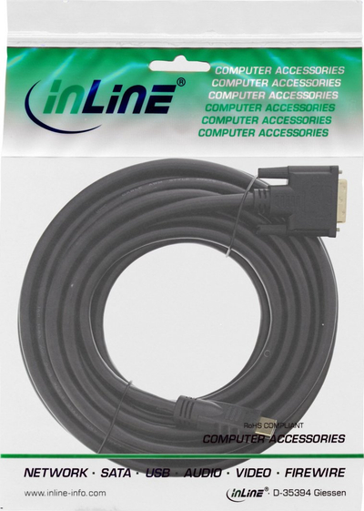 Kabllo HDMI në DVI InLine 17662P, 2m, video digjitale, i zi