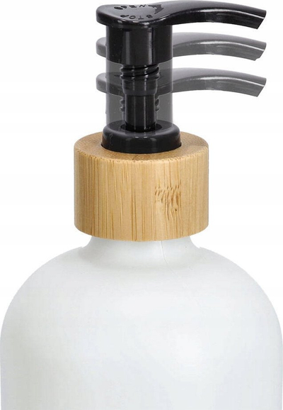 Set me dozatorë sapuni e lëngu enësh me nënstole prej bambuje, 500 ml, 2 copë, ngjyrë e zezë