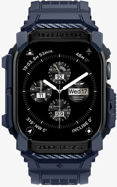 Заштитна футрола со ремен Spigen Rugged Armor Pro, за Apple Watch 10 42mm, темно сина