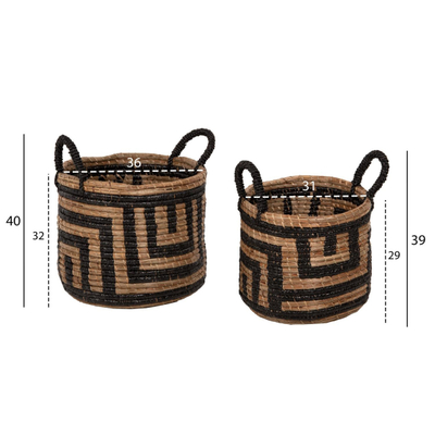 Set korbë dekorative 2-pjesësh Φ36x32-40Hcm (HM7846.02), zezë