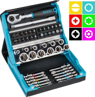 Set bitash Hazet 2200SC-2 SmartCase, 50 copë, Allen Phillips Torx, blu e zezë