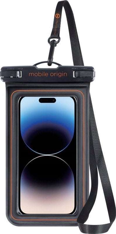 Këllëf uji për telefon Mobile Origin Waterproof Floating Case, deri 6.8", IPX8, i zi portokalli