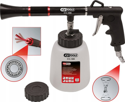 Pistoletë ajri për pastrim KS Tools 515.1980, depozitë plastike, presion 6–30 bar, e bardhë