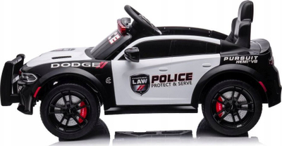 Makinë lodër me motor LEAN Toys Dodge Charger Police 022237, me bateri, bardh e zi