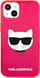 Mbulesë telefoni Karl Lagerfeld Choupette Head për iPhone 13 mini, TPU, rozë fluo