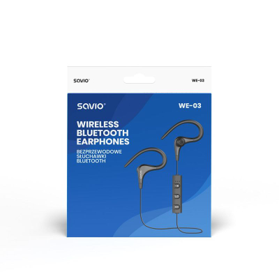 Kufje sportive pa tela Savio WE-03, in-ear, Bluetooth, me mikrofon, të zeza