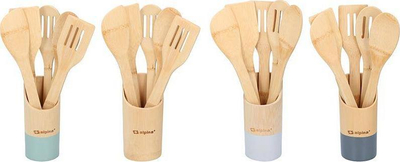 Set mjete kuzhine Alpina Treasured Kitchen Tools, 5 pjesë, bambu 30 cm, ngjyrë natyrale