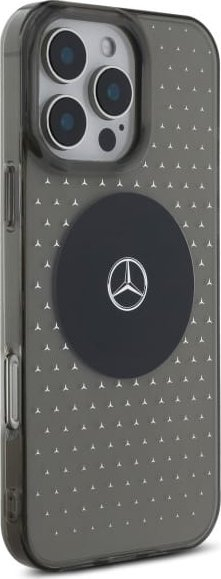 Kapak telefoni Mercedes MB Star Pattern për iPhone 16 Pro 6.3", transparent, i zi
