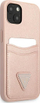 Mbulesë telefoni Guess GUHCP13SPSATPP për iPhone 13 mini 5.4", hardcase Saffiano me xhep karte, rozë